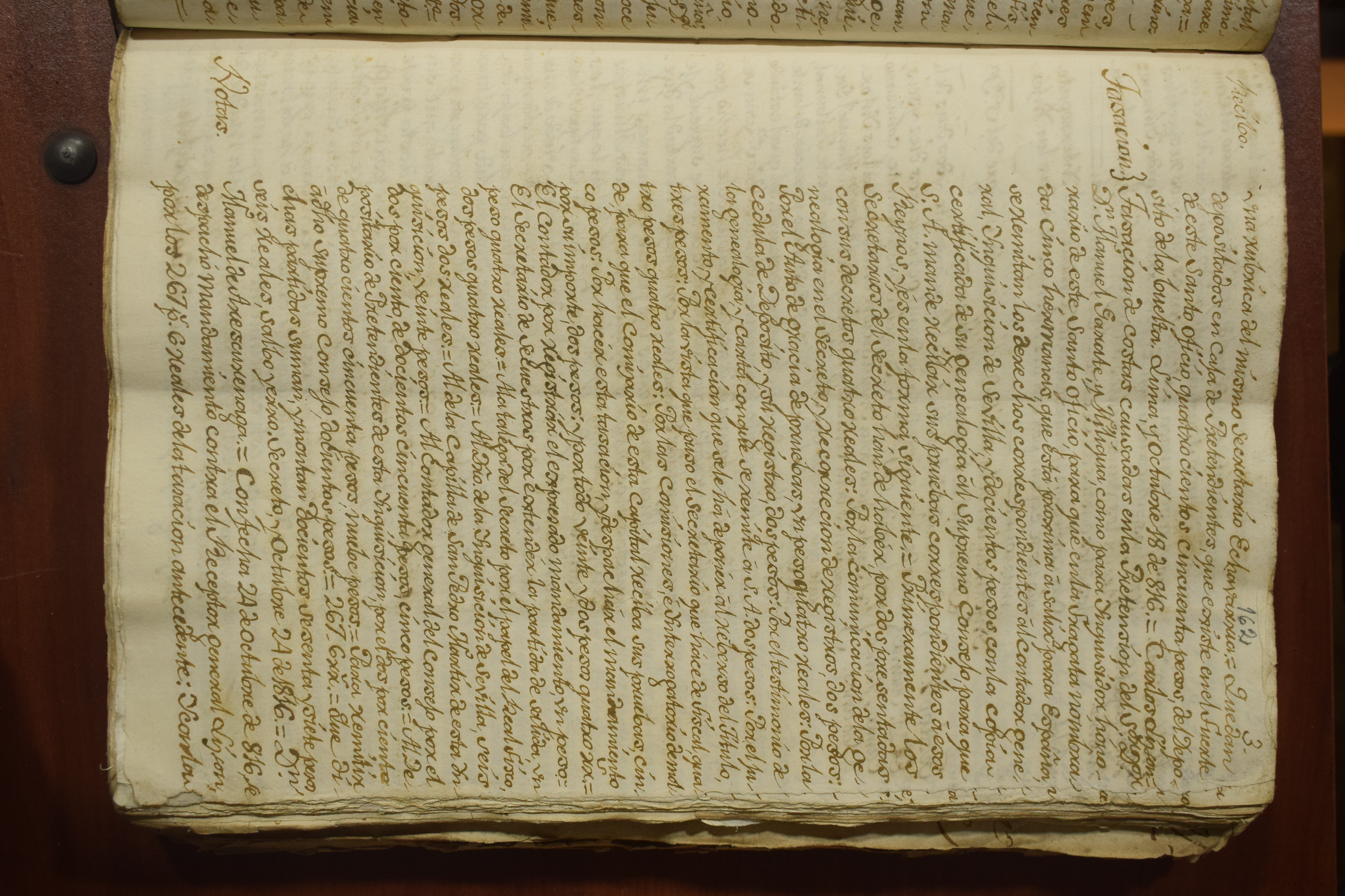 Tasación de costas para la pretensión inquisitorial de Manuel Garate y Miliqua