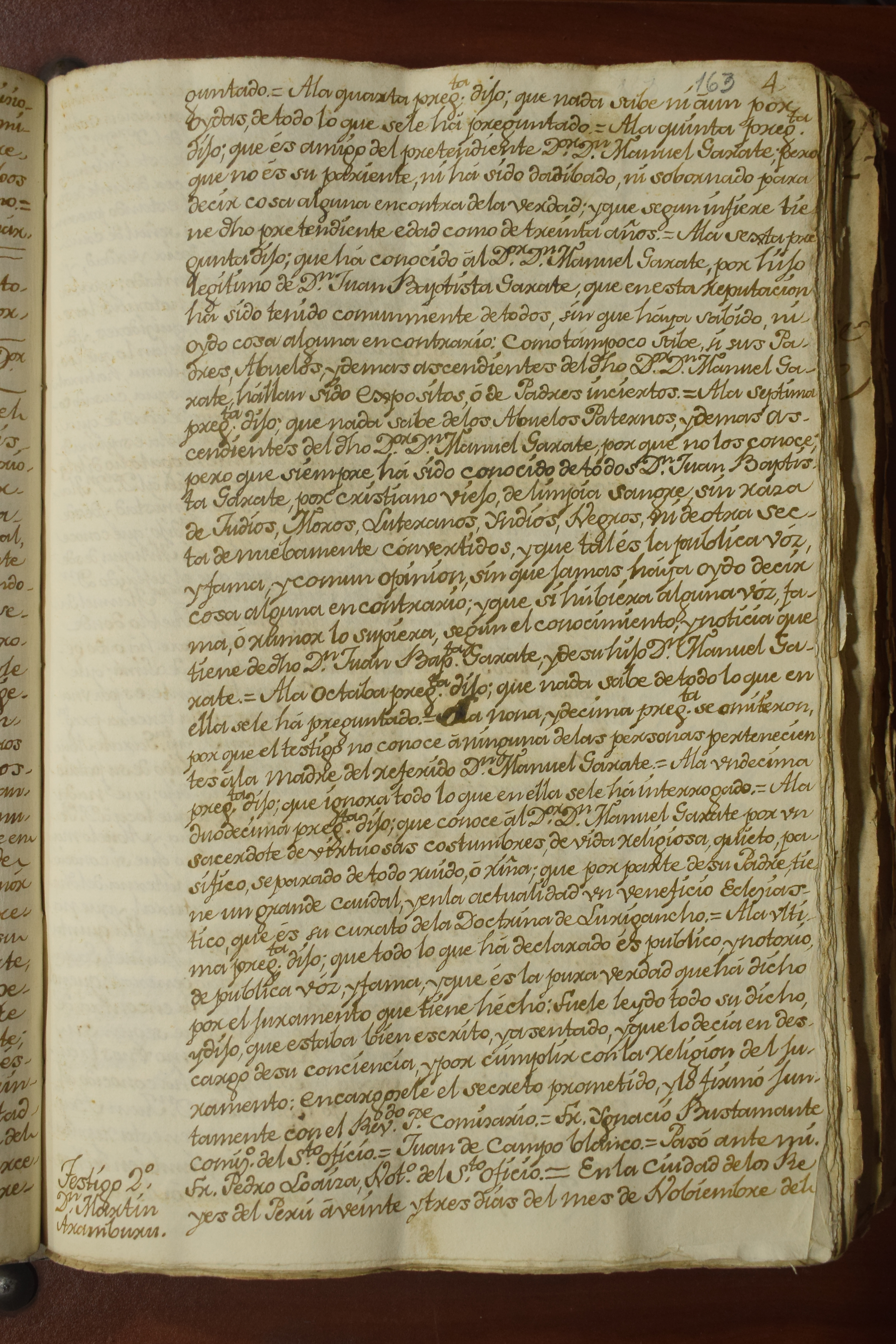 Declaración del Dr. Martín Axambuxu sobre Manuel Gaxate